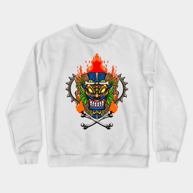 Tiki Mask Illustration 08 Crewneck Sweatshirt by Harrisaputra